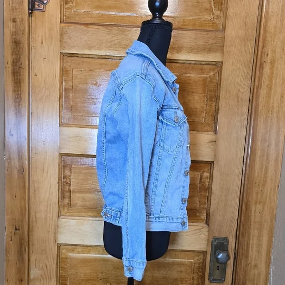 Lucky Brand Blue Jean Jacket Tailored Cropped Style XS - Picture 3 of 5